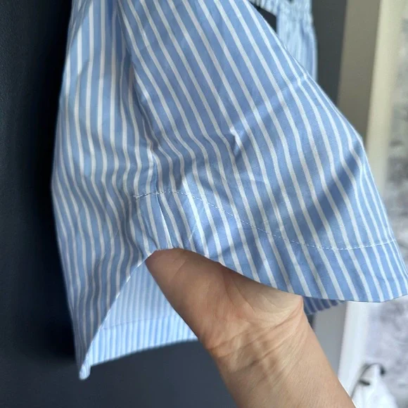 NWT | The Kooples | Light Blue and White Striped | Cotton Mini Skirt - Picture 5 of 8